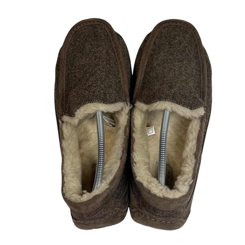 UGG Australia Ascot Tweed Brown Herringbone Slippers Mens 12 1005347 - Picture 9 of 12